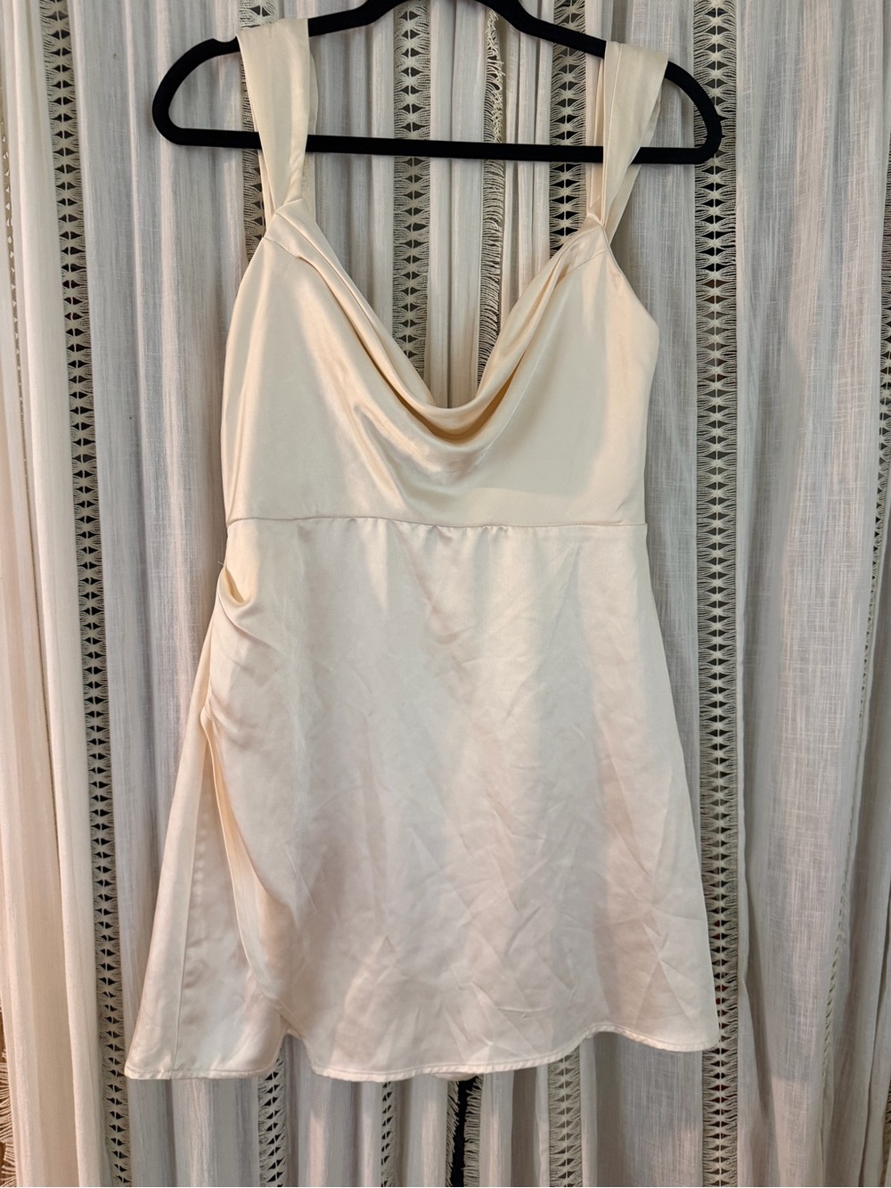Cream Cowl Neck Mini Dress with Wide Straps